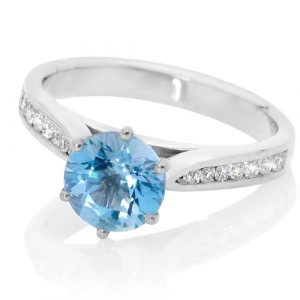 FLORENCE – AQUAMARINE SIX CLAW DIAMOND RING