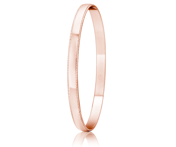 ROSE BAY EDGE – ROSE GOLD HALF ROUND MILLEGRAINED BANGLE