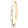 WHITE GOLD SCROLL – WHITE AND YELLOW GOLD ENGRAVED BANGLE