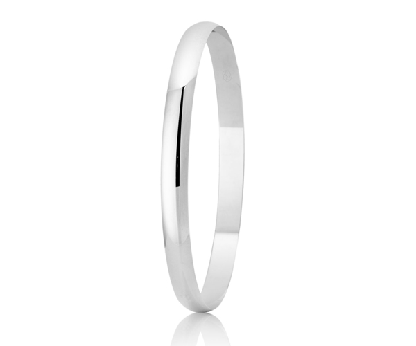 WHITE BAY - HALF ROUND WHITE GOLD BANGLE