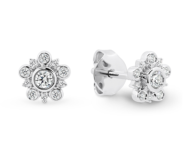Icicle Earrings - Art deco diamond cluster studs earrings
