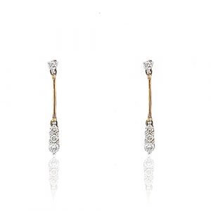 Yellow gold diamond drop earrings – 9ct yellow gold diamond stud with drop diamond earring