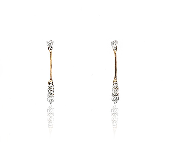 Yellow gold diamond drop earrings – 9ct yellow gold diamond stud with drop diamond earring