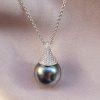 Tahitian Sparkle – Tahitian pearl and pave diamond pendant