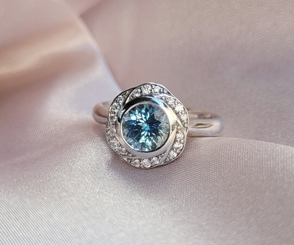 Madagascan Aqua – Diamond And Madagascan aquamarine cluster ring