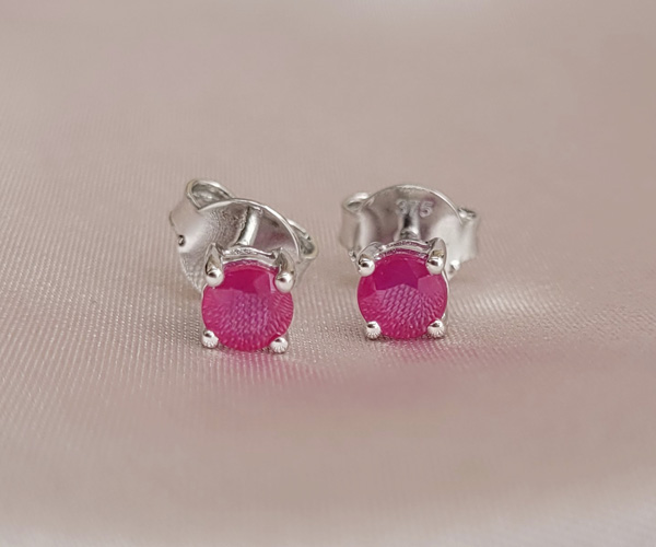 Round Ruby Ruby Round Stud Earrings