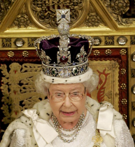 Queen Elizabeth wearing Black Prince's Ruby in Imperial Crown